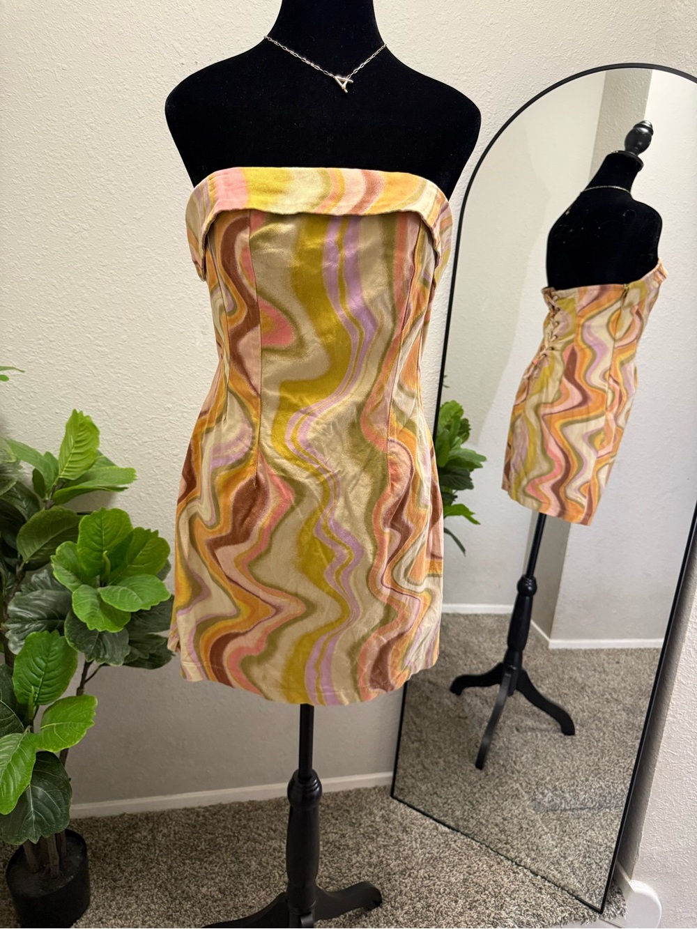 wild fable Strapless Mini Dress in Pastel Swirl